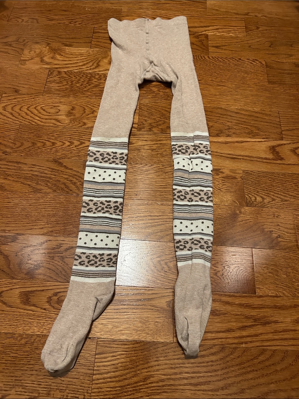 Girls Beige Patterned tights